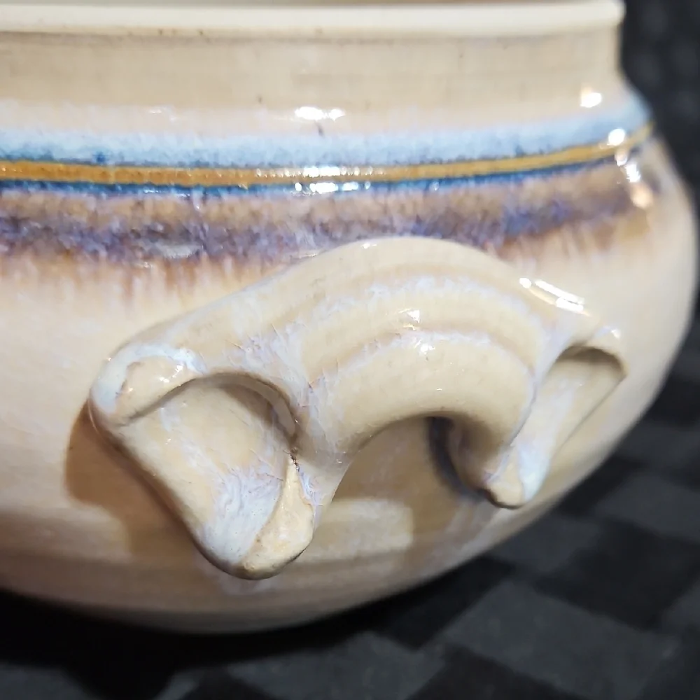 Randy Pearsall Signed Art Pottery Lidded Casserole Dish, Maple Leaf Stoneware